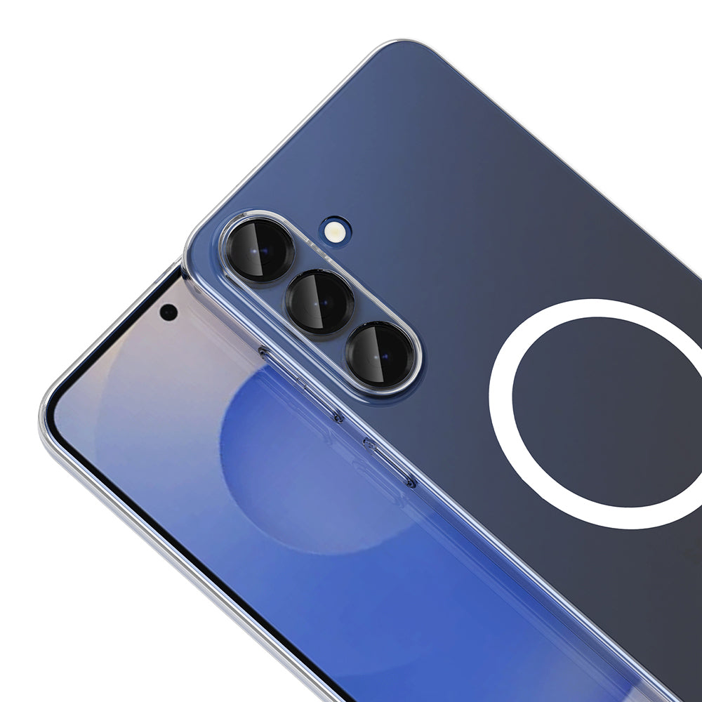 Galaxy S26 FE Kamera Korumalı M-Safe Şarj Özellikli Şeffaf Zore London Sert PC Kapak