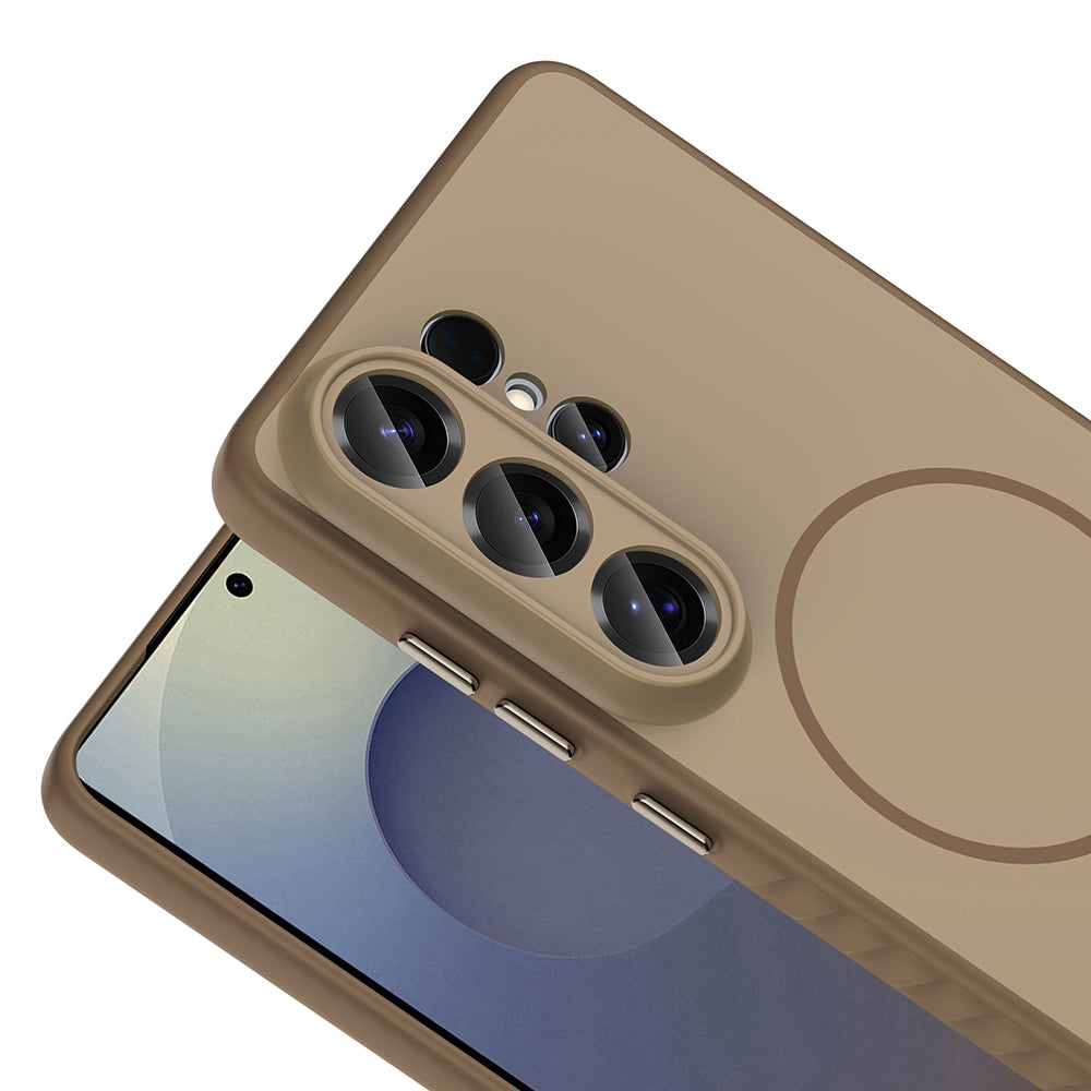 Galaxy S26 Ultra Kılıf M-safe Şarj Özellikli Zore Tea Kapak Gold