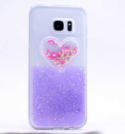 Galaxy S6 Edge Kılıf Zore Kalpli Silikon Mor