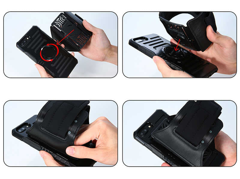 Galaxy S7 Edge Kılıf Zore 2 in 1 Kol Bandı Füme