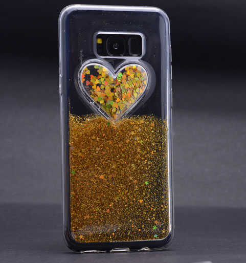 Galaxy S8 Plus Kılıf Zore Kalpli Silikon Gold
