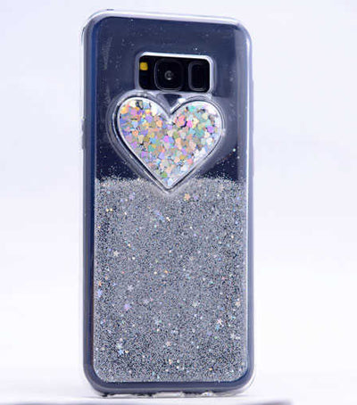 Galaxy S8 Plus Kılıf Zore Kalpli Silikon Gri