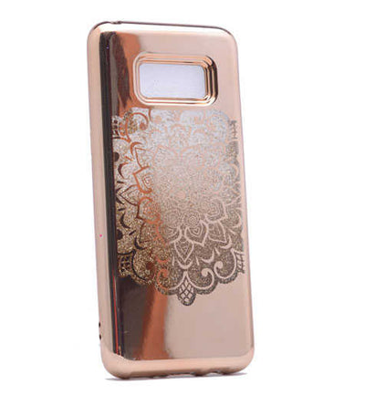 Galaxy S8 Plus Kılıf Zore Lazer Çiçekli Sıvılı Silikon Gold