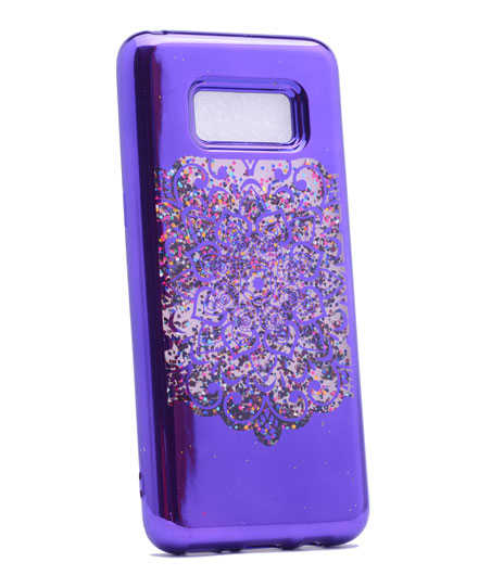 Galaxy S8 Plus Kılıf Zore Lazer Çiçekli Sıvılı Silikon Mor