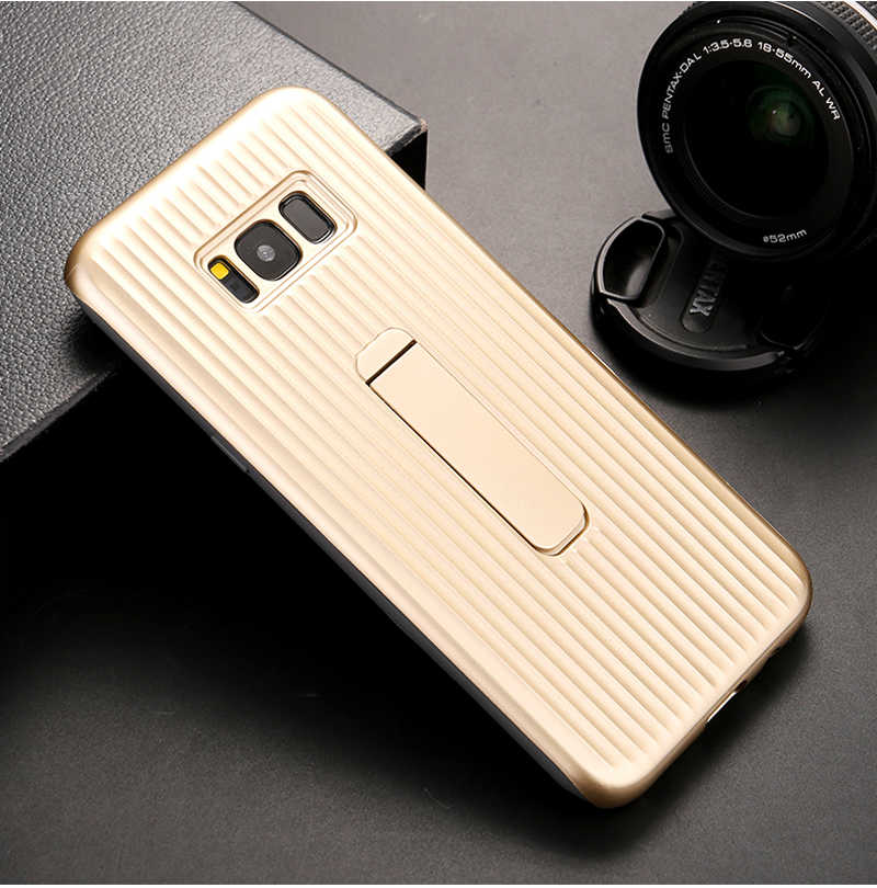 Galaxy S8 Plus Kılıf Zore Wave Standlı Mıknatıslı Kapak Gold