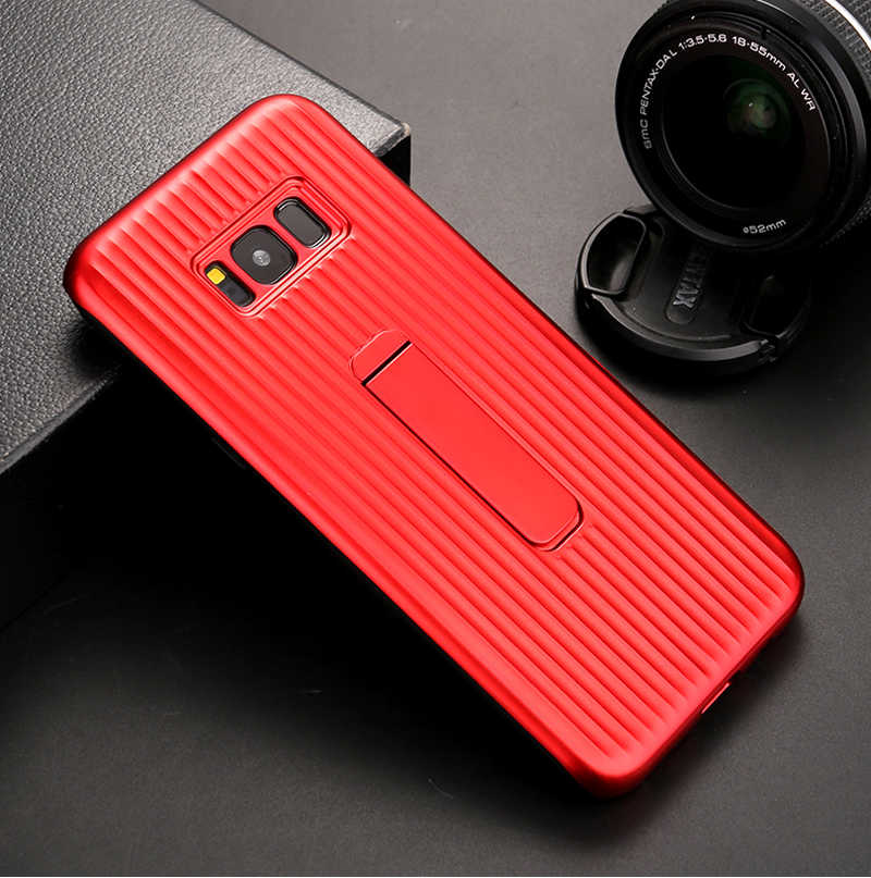 Galaxy S8 Plus Kılıf Zore Wave Standlı Mıknatıslı Kapak Kırmızı