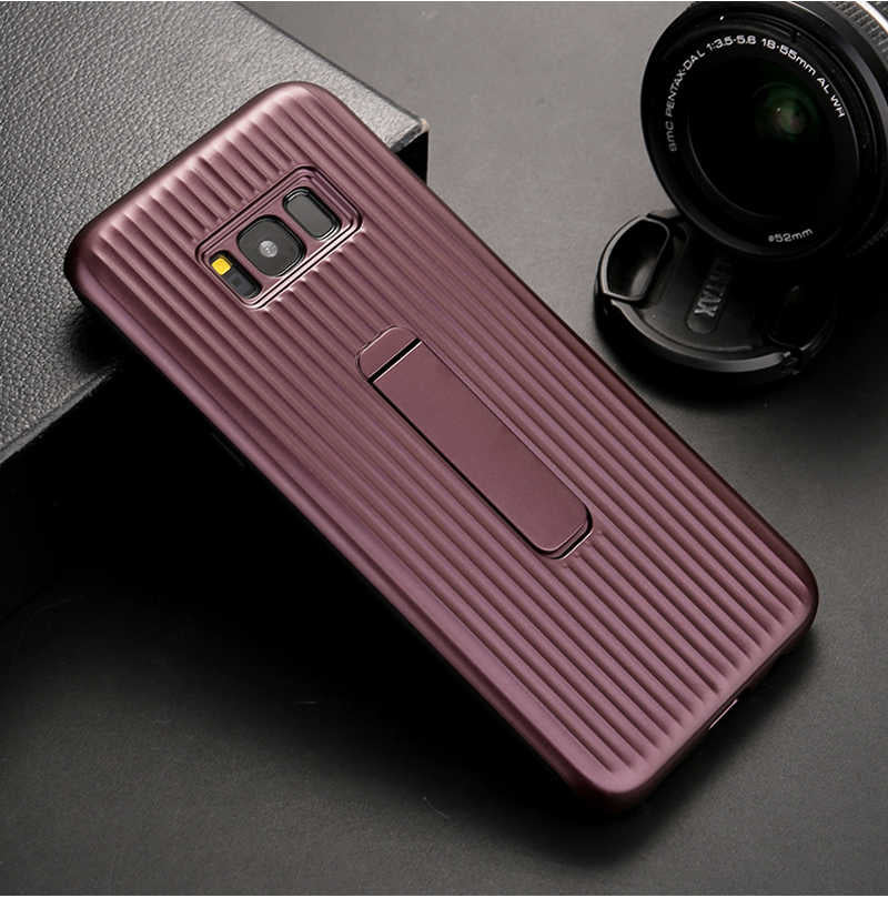 Galaxy S8 Plus Kılıf Zore Wave Standlı Mıknatıslı Kapak Mürdüm