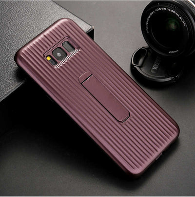 Galaxy S8 Plus Kılıf Zore Wave Standlı Mıknatıslı Kapak Mürdüm