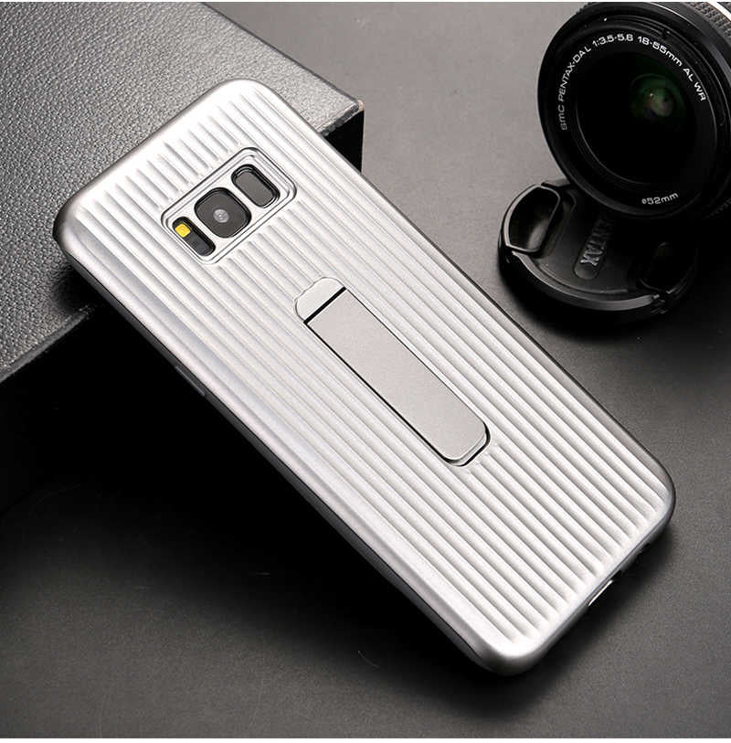 Galaxy S8 Plus Kılıf Zore Wave Standlı Mıknatıslı Kapak Gri