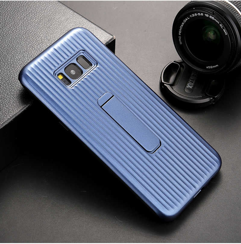 Galaxy S8 Plus Kılıf Zore Wave Standlı Mıknatıslı Kapak Gri