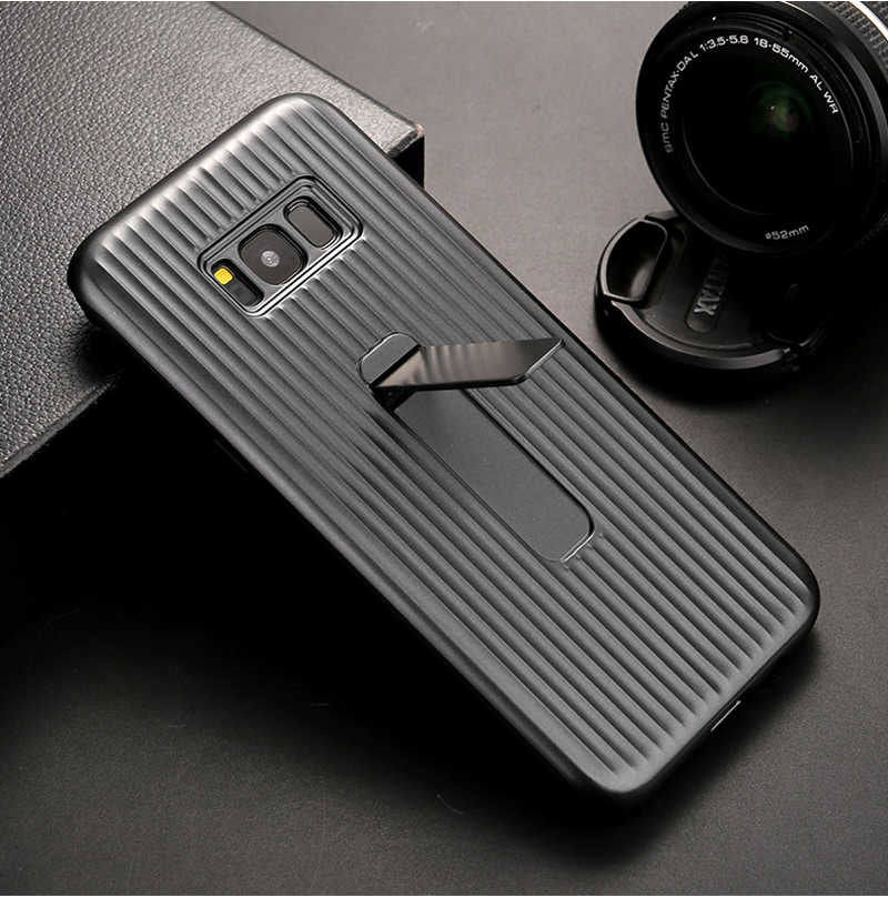 Galaxy S8 Plus Kılıf Zore Wave Standlı Mıknatıslı Kapak Gri