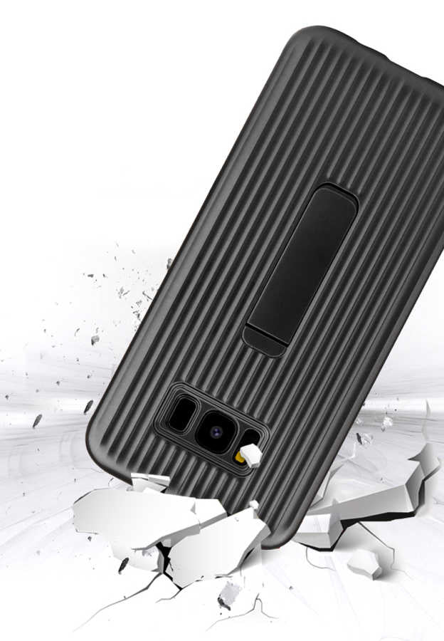 Galaxy S8 Plus Kılıf Zore Wave Standlı Mıknatıslı Kapak Siyah