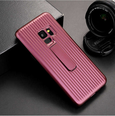 Galaxy S9 Kılıf Zore Wave Standlı Mıknatıslı Kapak Mürdüm