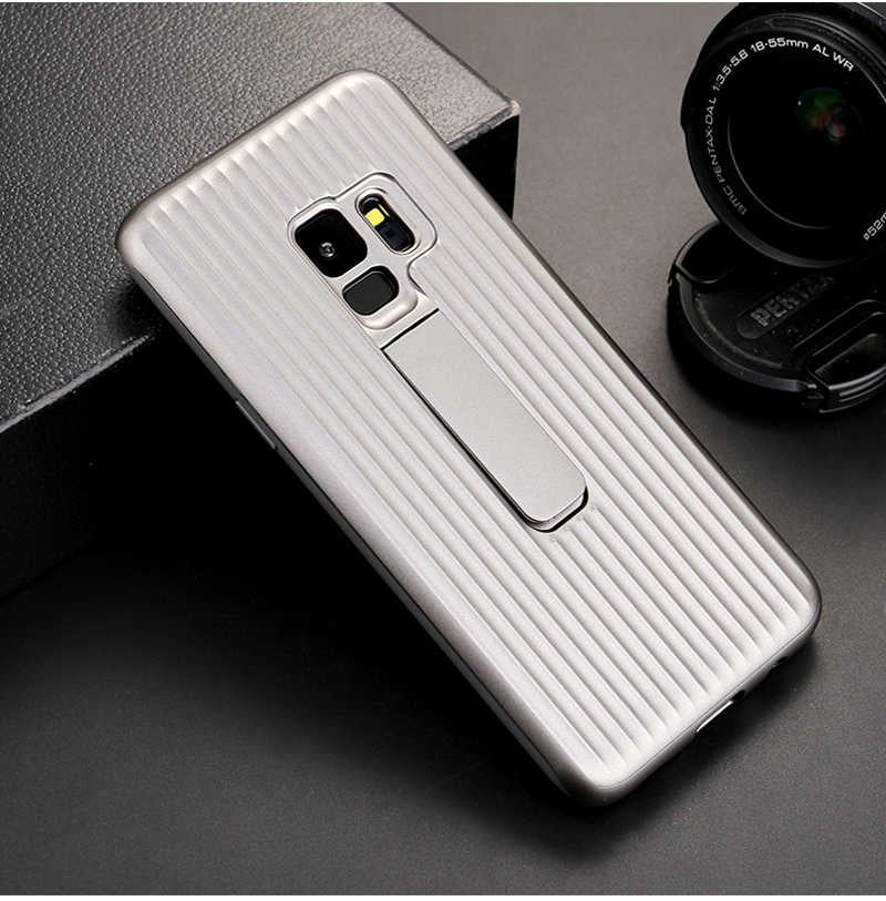 Galaxy S9 Plus Kılıf Zore Wave Standlı Mıknatıslı Kapak Gri