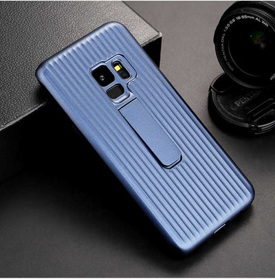 Galaxy S9 Plus Kılıf Zore Wave Standlı Mıknatıslı Kapak Lacivert