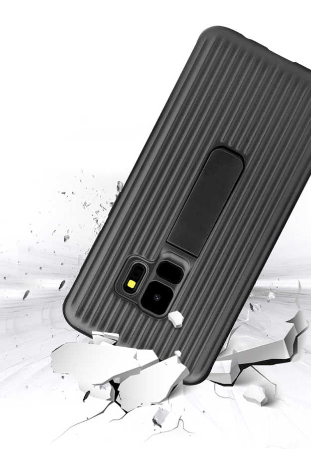 Galaxy S9 Plus Kılıf Zore Wave Standlı Mıknatıslı Kapak Siyah