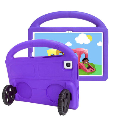 Galaxy T720 Tab S5E Zore Wheel Car Tekerlek Standlı Tablet Eva Silikon Kılıf Mor