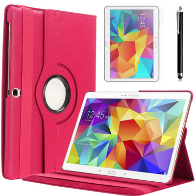 Galaxy Tab 4 10.1 T530 Zore Dönebilen Standlı Kılıf Pembe Koyu