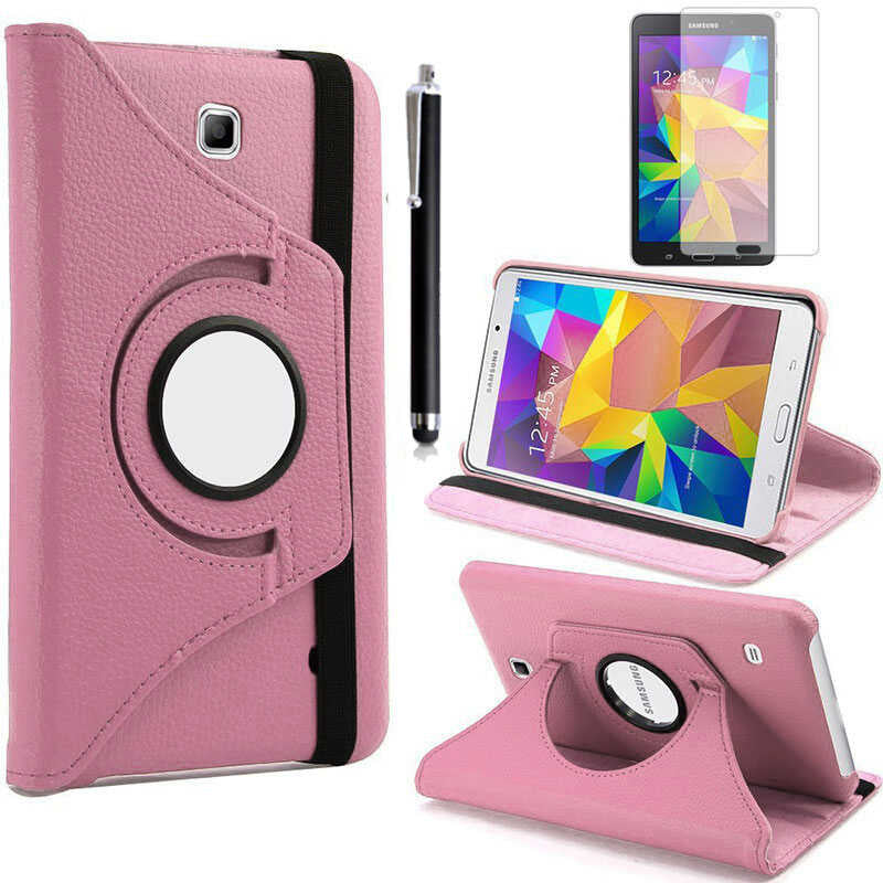 Galaxy Tab 4 7.0 T230 Zore Dönebilen Standlı Kılıf Pembe Açık