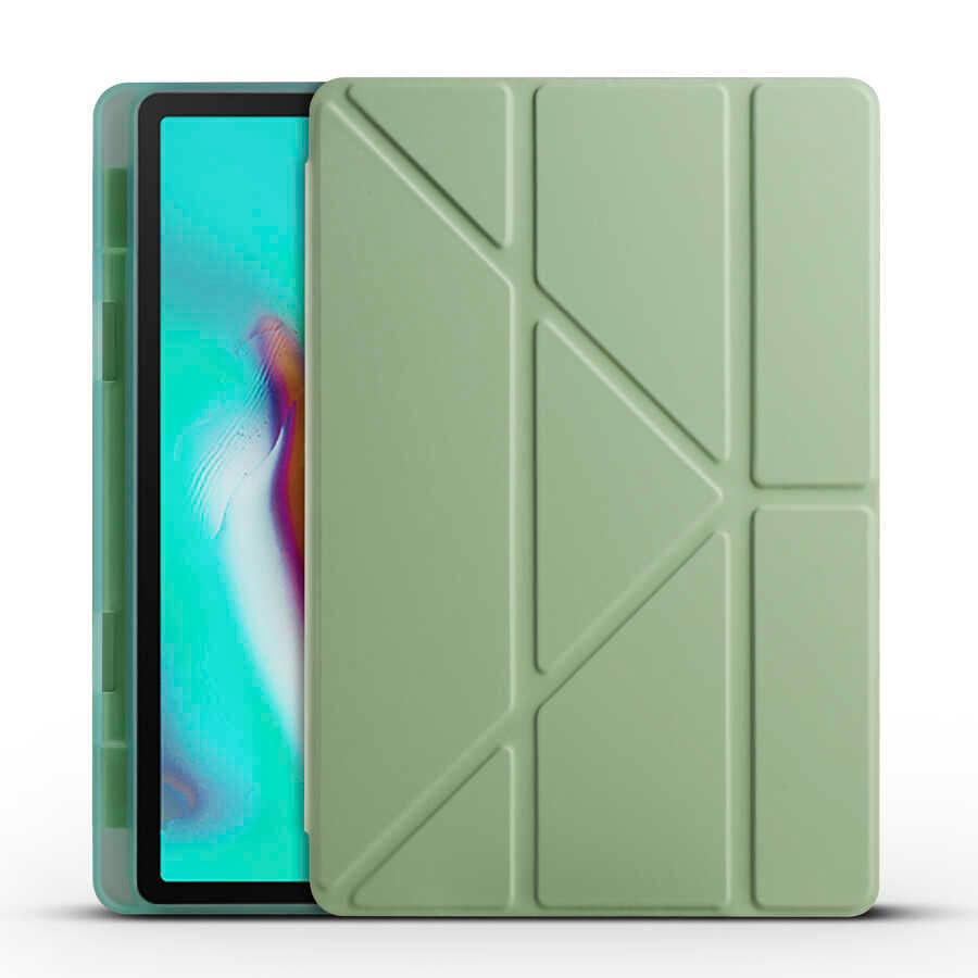 Galaxy Tab A7 10.4 T500 2020 Kılıf Zore Tri Folding Kalem Bölmeli Standlı Kılıf Mavi