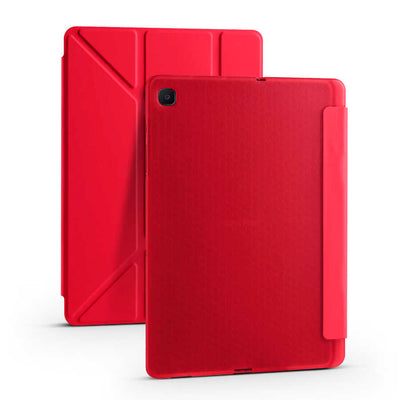 Galaxy Tab A7 10.4 T500 2020 Kılıf Zore Tri Folding Kalem Bölmeli Standlı Kılıf Kırmızı