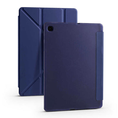 Galaxy Tab A7 10.4 T500 2020 Kılıf Zore Tri Folding Kalem Bölmeli Standlı Kılıf Lacivert