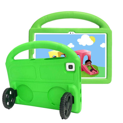 Galaxy Tab A7 10.4 T500 2020 Zore Wheel Car Tekerlek Standlı Tablet Eva Silikon Kılıf Mavi