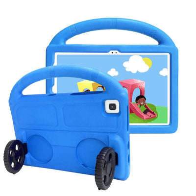 Galaxy Tab A7 10.4 T500 2020 Zore Wheel Car Tekerlek Standlı Tablet Eva Silikon Kılıf Mavi