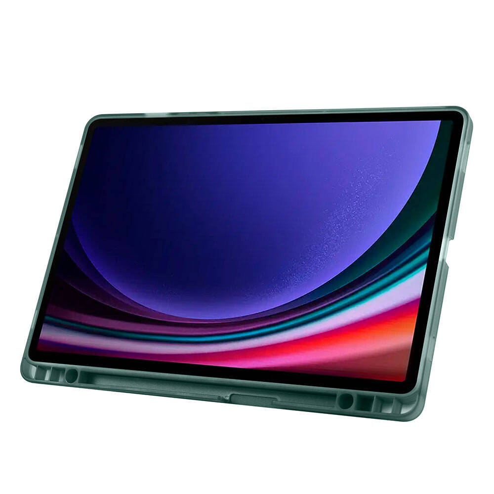 Galaxy Tab S10 FE Kılıf Zore Tri Folding Kalem Bölmeli Standlı Kılıf Yeşil