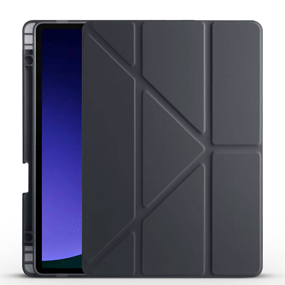 Galaxy Tab S10 FE Kılıf Zore Tri Folding Kalem Bölmeli Standlı Kılıf Koyu Yeşil