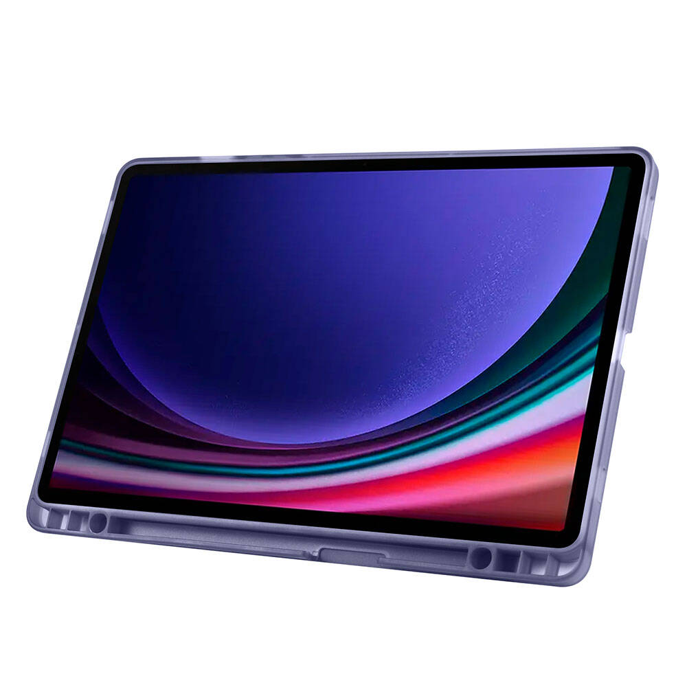 Galaxy Tab S10 FE Kılıf Zore Tri Folding Kalem Bölmeli Standlı Kılıf Mor