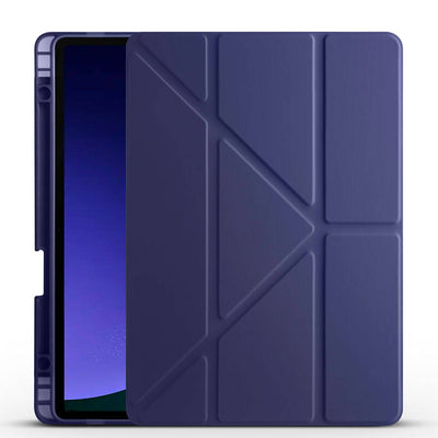 Galaxy Tab S10 FE Kılıf Zore Tri Folding Kalem Bölmeli Standlı Kılıf Lacivert