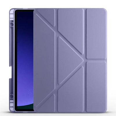 Galaxy Tab S10 FE Kılıf Zore Tri Folding Kalem Bölmeli Standlı Kılıf Mor