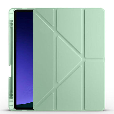 Galaxy Tab S10 FE Kılıf Zore Tri Folding Kalem Bölmeli Standlı Kılıf Açık Yeşil
