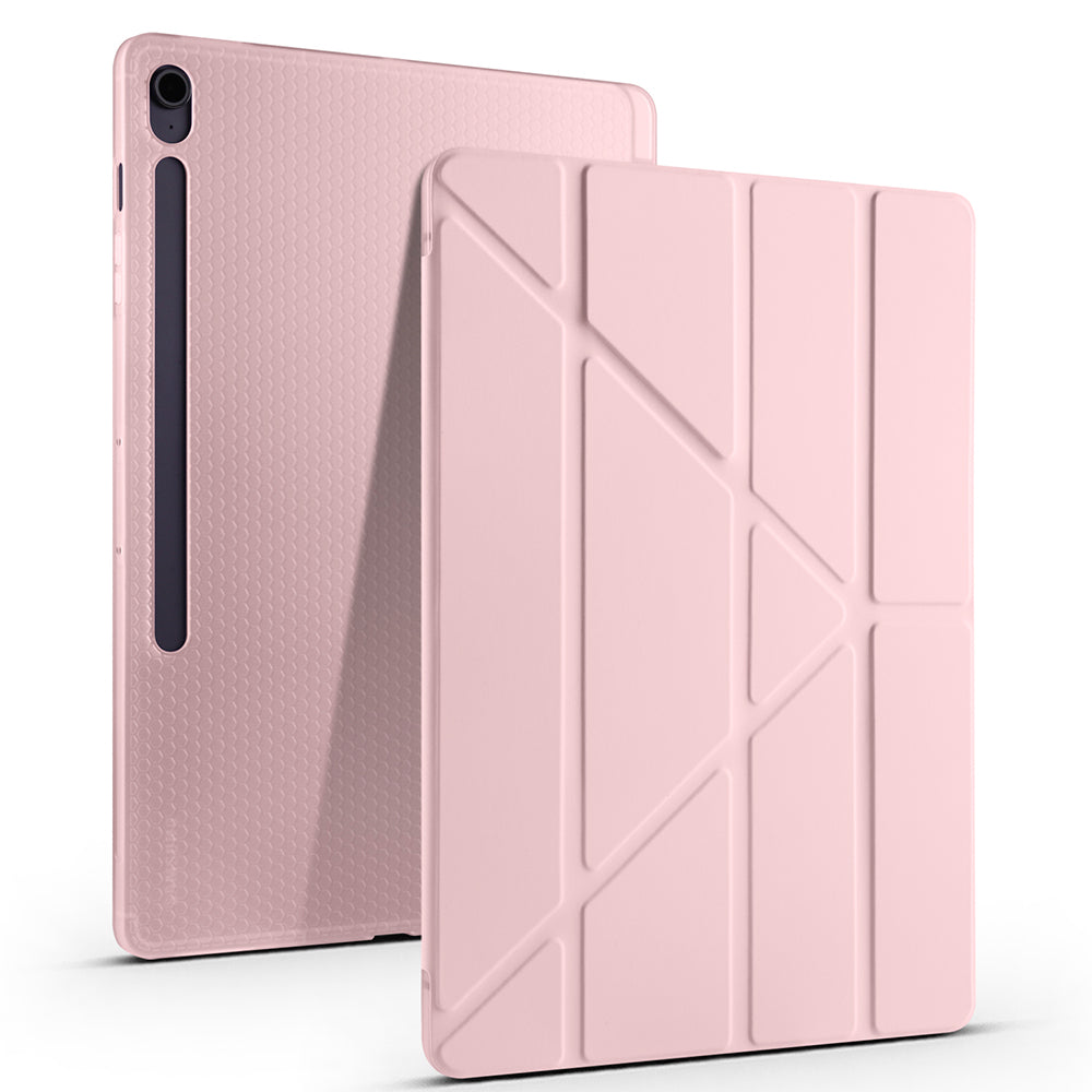 Galaxy Tab S10 FE Plus Kılıf Zore Tri Folding Kalem Bölmeli Standlı Kılıf Mavi