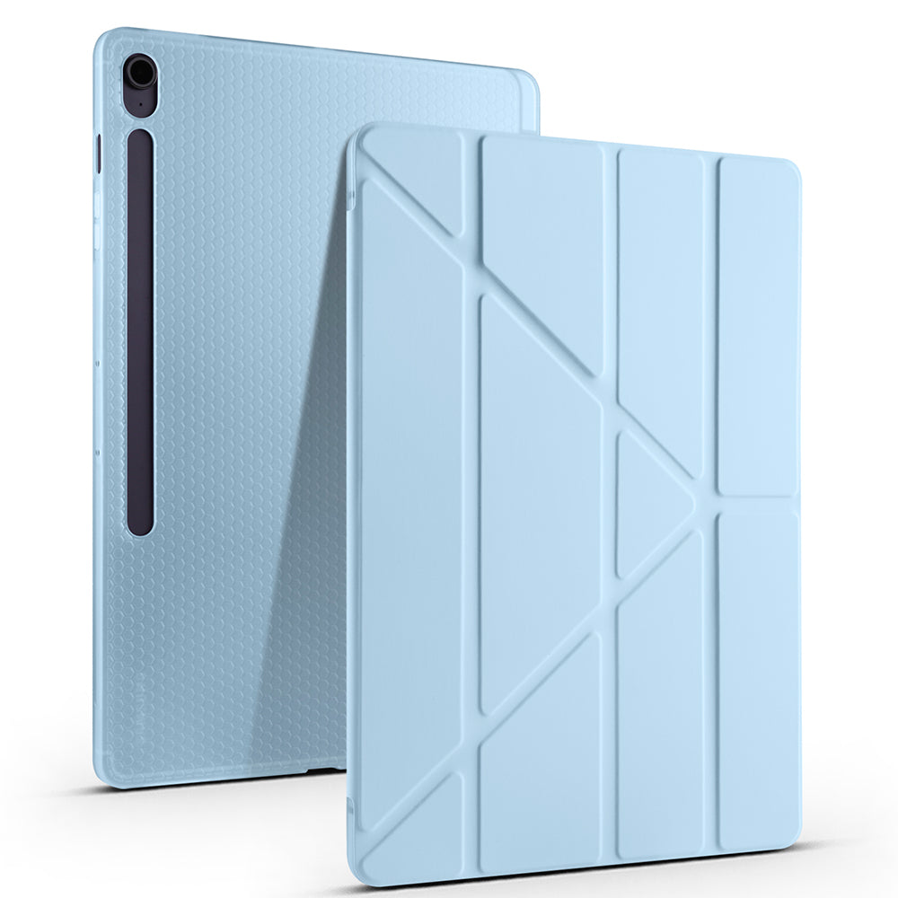 Galaxy Tab S10 FE Plus Kılıf Zore Tri Folding Kalem Bölmeli Standlı Kılıf Siyah