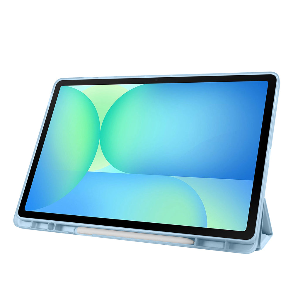 Galaxy Tab S10 FE Plus Kılıf Zore Tri Folding Kalem Bölmeli Standlı Kılıf Mor