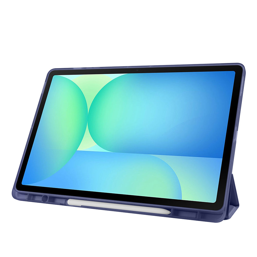 Galaxy Tab S10 FE Plus Kılıf Zore Tri Folding Kalem Bölmeli Standlı Kılıf Mor