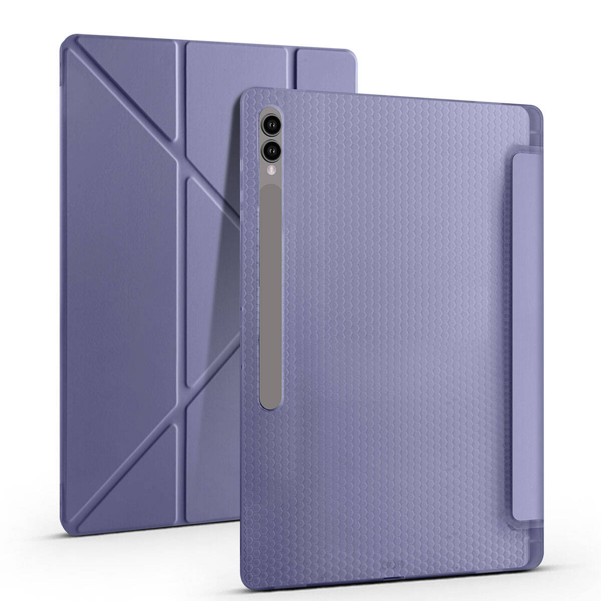 Galaxy Tab S11 Ultra SM-X930 Kılıf Zore Tri Folding Kalem Bölmeli Standlı Kılıf Mor