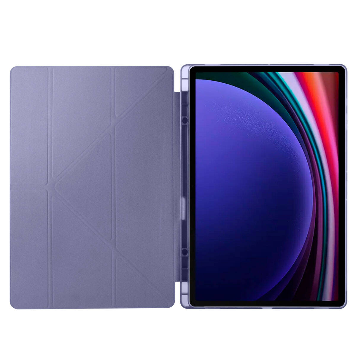 Galaxy Tab S11 Ultra SM-X930 Kılıf Zore Tri Folding Kalem Bölmeli Standlı Kılıf Mor