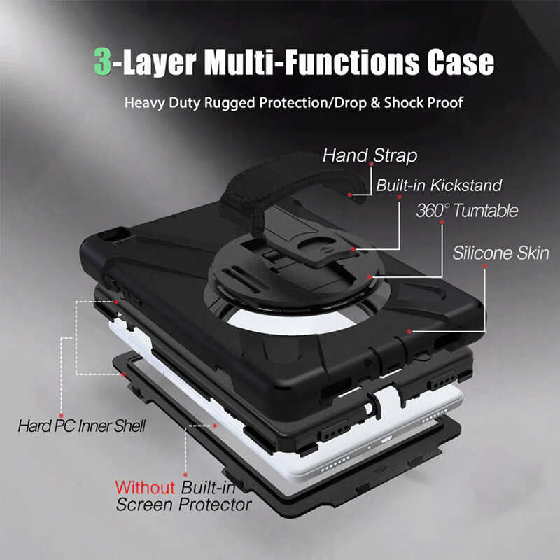 Galaxy Tab S6 Lite P610 Kılıf Zore Defender Tablet Silikon Siyah