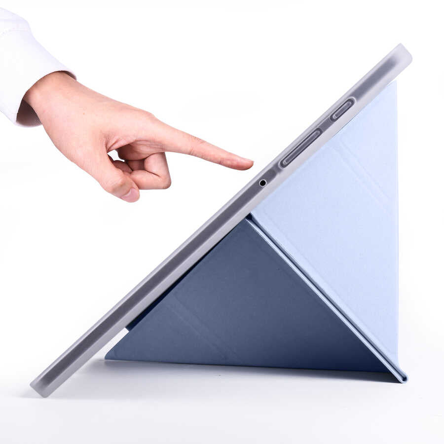 Galaxy Tab S6 Lite P610 Kılıf Zore Tri Folding Kalem Bölmeli Standlı Kılıf Siyah