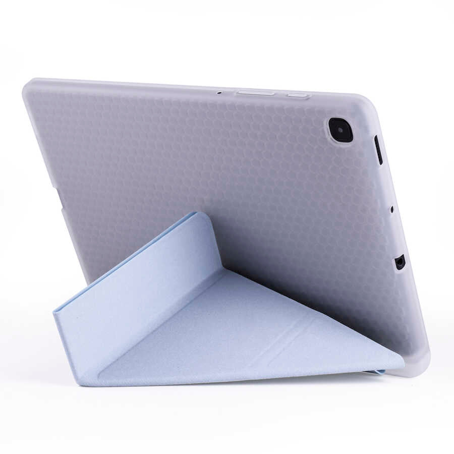 Galaxy Tab S6 Lite P610 Kılıf Zore Tri Folding Kalem Bölmeli Standlı Kılıf Mor