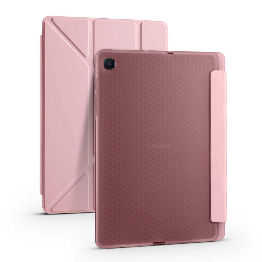 Galaxy Tab S6 Lite P610 Kılıf Zore Tri Folding Kalem Bölmeli Standlı Kılıf