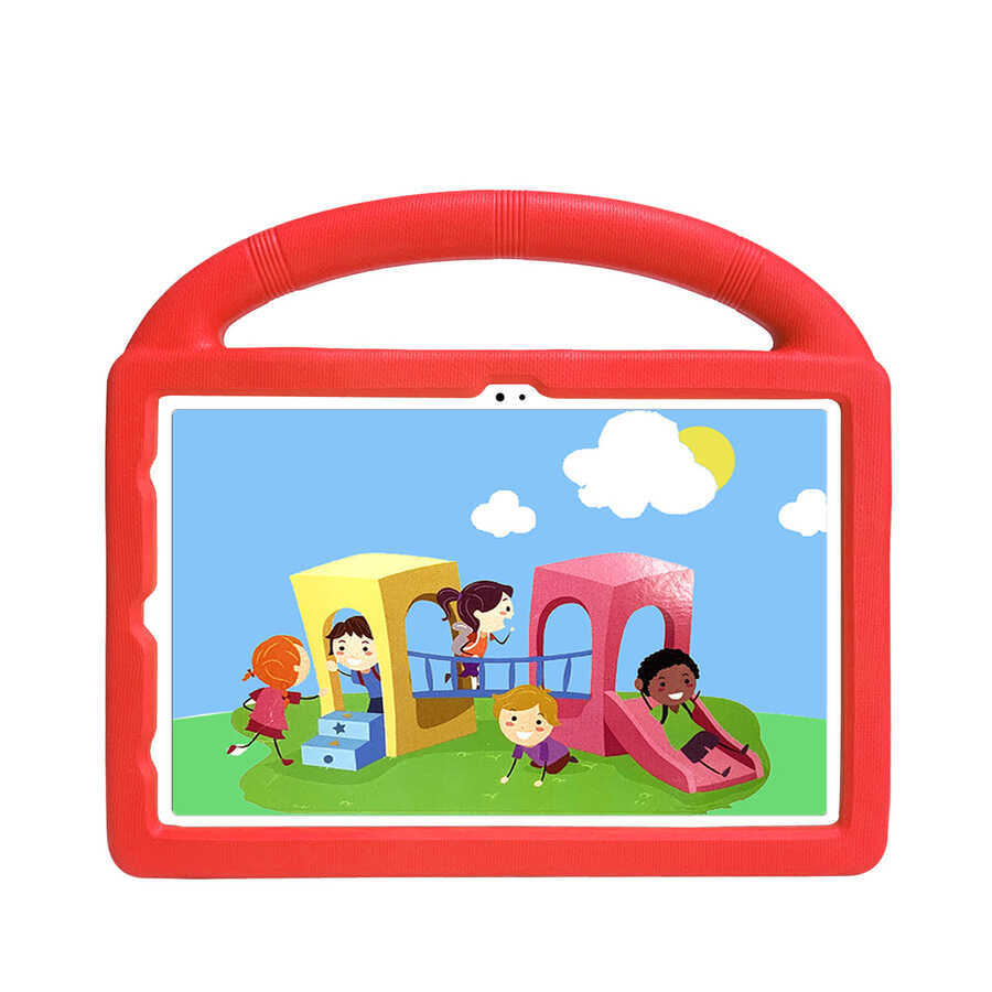 Galaxy Tab S6 Lite P610 Zore Wheel Car Tekerlek Standlı Tablet Eva Silikon Kılıf Kırmızı