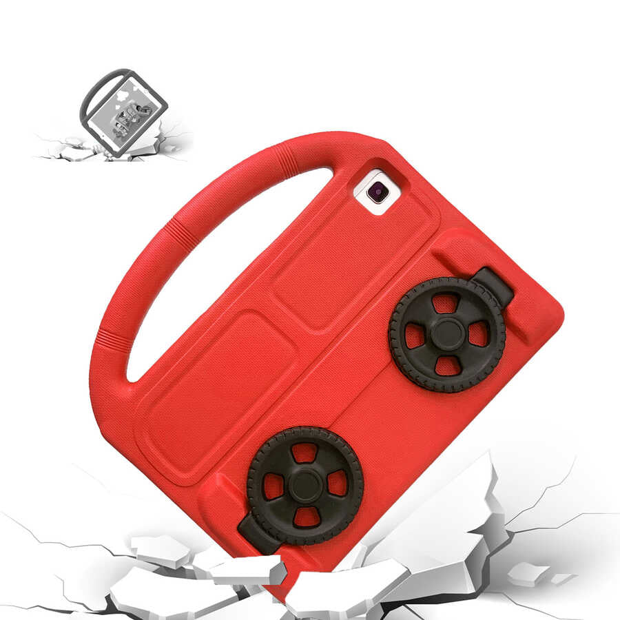 Galaxy Tab S6 Lite P610 Zore Wheel Car Tekerlek Standlı Tablet Eva Silikon Kılıf Mavi