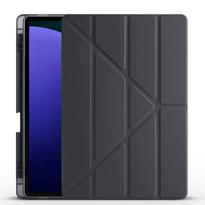 Galaxy Tab S9 FE Plus Kılıf Zore Tri Folding Kalem Bölmeli Standlı Kılıf Rose Gold