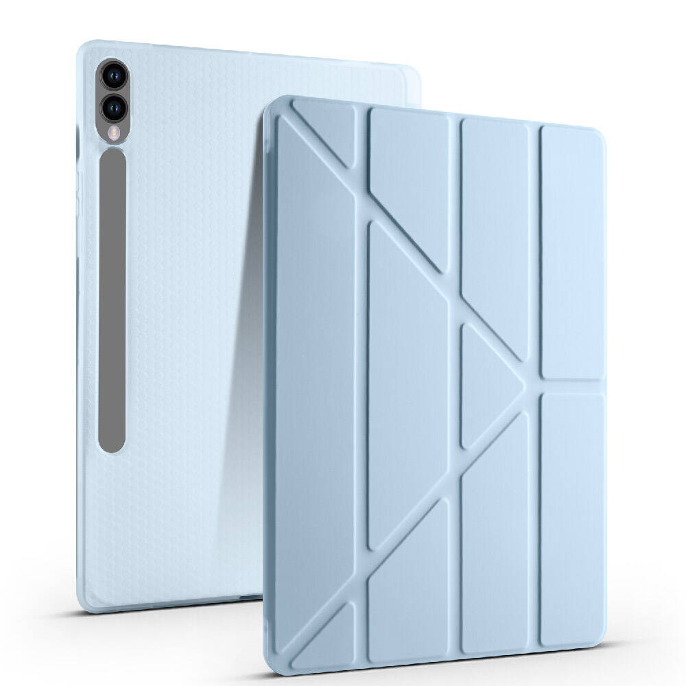 Galaxy Tab S9 FE Plus Kılıf Zore Tri Folding Kalem Bölmeli Standlı Kılıf Lila