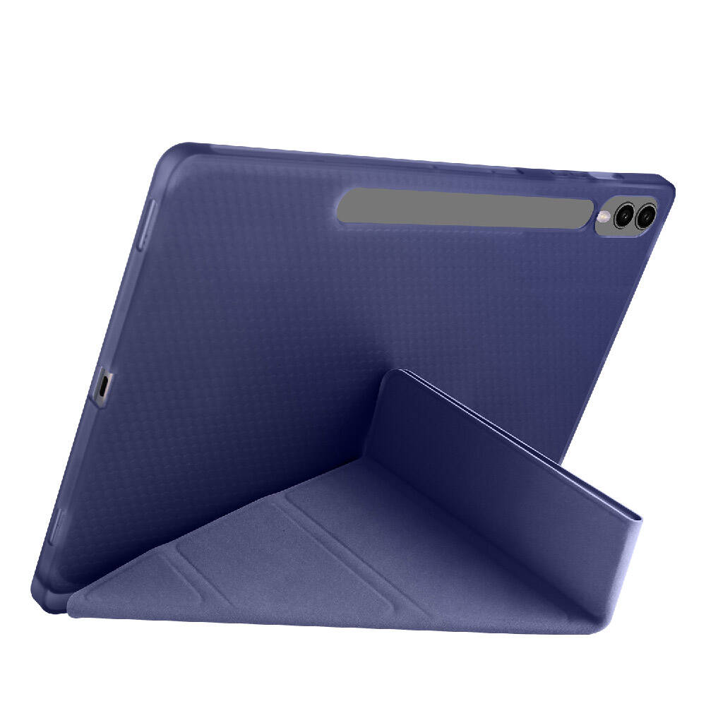 Galaxy Tab S9 FE Plus Kılıf Zore Tri Folding Kalem Bölmeli Standlı Kılıf Rose Gold