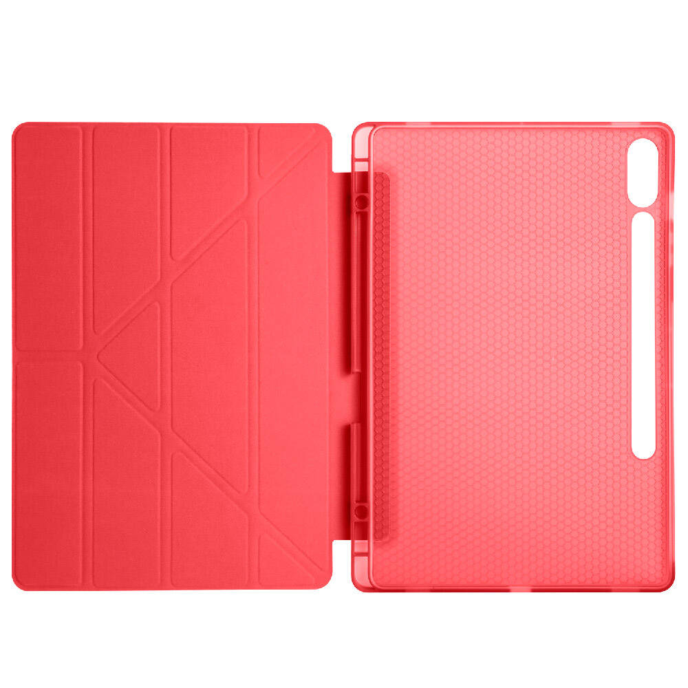 Galaxy Tab S9 FE Plus Kılıf Zore Tri Folding Kalem Bölmeli Standlı Kılıf Lila